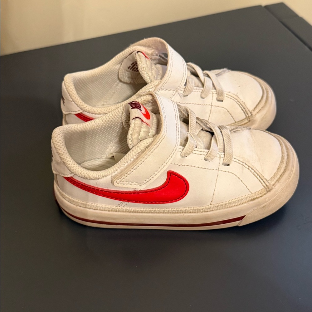 Nike White and Red Classic Sneakers
